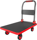 Foldable Luggage Trolley with Handle Silent TPR Wheels Heavy-Duty Design Portable Cart with Bumper Strips for Easy Loading & Storage (48x72x82cm)