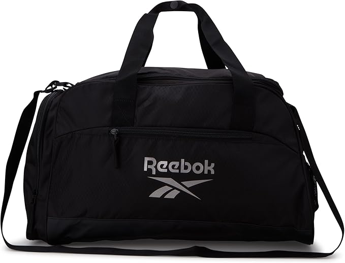 Reebok Duffle Bag - Lightweight Unisex Carry On Gym Bag - Travel and Sports Duffel Bags for Men and Women, Hamilton Black/Silver