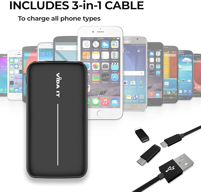 Slim USB 5V 2A Power Bank for Heated Clothing Vest Jacket Battery Pack for Heated Hoodie Coat 10000mAh Portable Phone Charger for iPhone Samsung Cellphone USBC Power Pack for Heated Seat Chair