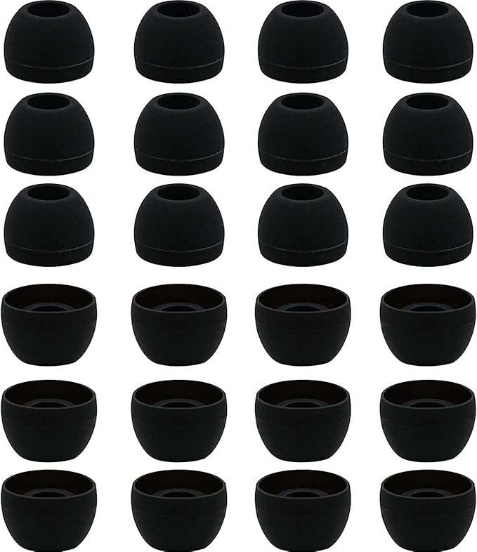 12 Pairs Silicone Replacement Earbud Ear Buds Tips Compatible with 3.8mm to 5.5mm Nozzle Earbuds Earphones, Medium Size Black