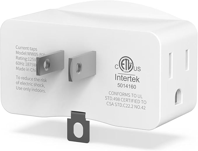 ETL Listed 3 Prong to 2 Prong Grounded Adapter, FiiMan 3 Pin to 2 Pin Polarized Plug Extender Power Strip Triple Outlet Converter, 3-Sided Outlets Wall Plug Splitter for Household Appliances,White(2)