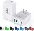 2Pack Flat USB C Wall Charger,40W 4Ports Foldable & Slim Fast Charging Block,Type C Cube Box Multiport Power Adapter Plug Brick Compatible with iPhone 17/16/15/14,Samsung,Pixel, AirPods4,Watch10