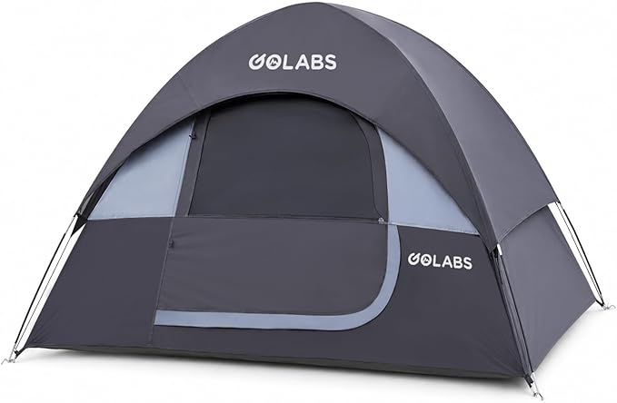 Golabs CT1 2 Person Camping Tent, Easy Set Up in 3 Mins, PU800mm Waterproof w/Mesh Top & Door with Ventilation, Lightweight 4.4lbs Portable Family Tent with Carry Bag &Interior Storage Pockets &Hook