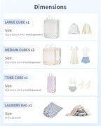 Narwey 6 Set/5 Set Compression Packing Cubes for Travel Kids Women Carry on, Packing Organizers Bag for Backpack Luggage Suitcase Duffle Bags