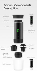 Wireless Portable Electric Coffee Maker with USB-C, Self-Heating, Rechargeable Espresso Coffee Machine for Travel, Camping, RV,Home,Office (black)