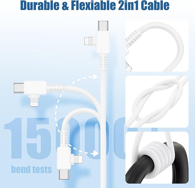2 in 1 iPhone Fast Charger Cable 10ft, Long USB C to C Charging Cord/Type C to Lightning for Apple iPhone 17 Pro Max/17 Air/16 Pro/16e/15 Plus/14/13/12 Mini/11/XS/XR/X/8/7 Plus/6S/iPad/MacBook Pro