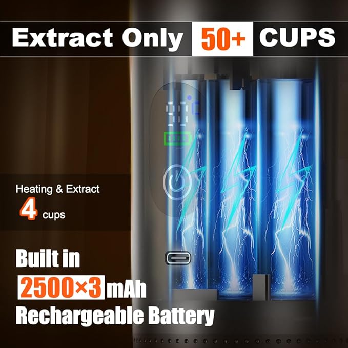 Portable Espresso Coffee Maker Rechargeable Self Heating Machine For Travel Car 3 in 1 Ground Coffee and NS Capsules 20 Bar Pressure Smart LED Display Camping Office With Stand Holder (BLACK)