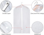 Zilink Clear Garment Bags Suit Bag for Storage 40-inch with Sturdy Zipper Dust-Proof Suit Cover Protector for Suit, Coat, Dress Clothes Cover Storage, Set of 15