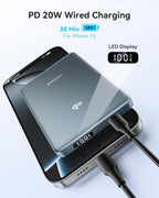 Kuulaa 0.5" Magsafe Portable Charger, 10000mAh Magnetic Power Bank & Slim Battery Pack - Qi2 Certified 15W Wireless Charging with 20W USB-C PD for iPhone 17/16/15/14/13/12 Pro/Air Series