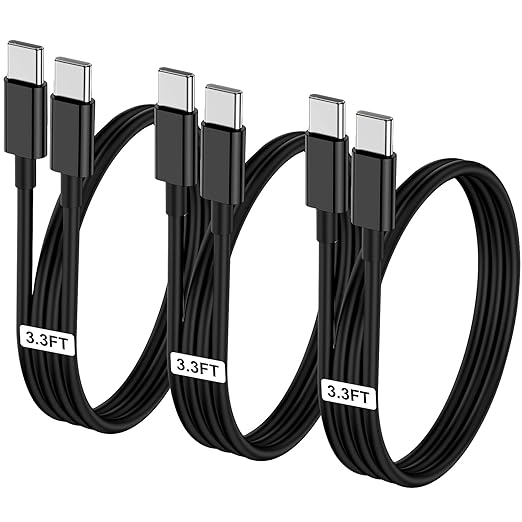 LOFPYE 3-Pack Black 3.3FT 60W USB C to USB C Cable, Type C Fast Charging Cable for iPhone Air 17 16e 16 15 Pro Plus Pro Max，for Galaxy S25/S24, for iPad Pro/Air/mini, for MacBook Pro/Air and More