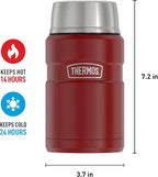 THERMOS Stainless King Vacuum-Insulated Food Jar, 24 Ounce, Rustic Red (Pack of 4)