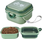 Collapsible Dog Bowls, Travel Food and Water Double Bowl for Cats & Dogs, 2-in-1 Portable BPA-Free Feeding Solution, Perfect for Traveling, Camping & Walking (L/ 100oz)