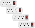 Maxxima 3 Outlet Grounded Wall Plug Adapter with On/Off Switch, Electrical Wall Tap Outlet Splitter, Multi-Plug Extender for Extra Outlet Space, Convenient for Travel - 4 Pack