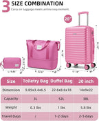 LARVENDER Carry on Luggage 22x14x9 Airline Approved, Expandable 20 Inch Hardside Suitcase with Wheels TSA Lock, PC+ABS Lightweight Carry on Suitcases for Women and Men, Berry (20/DB/TB)