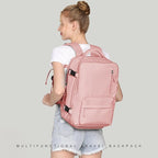 WONHOX Large Travel Backpack Women, Carry On Backpack,Hiking Backpack Waterproof Outdoor Sports Rucksack Casual Daypack with USB Charging Port Shoes Compartment,Pink…