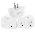 BEONDON 3-Pack Outlet Splitter, Small Outlet Extender, 3 Way Angled Wall Plug Extender, Cruise Ship Essentials, 3 Prong Grounded Plug Adapter for House, Hotel, Dorm, Hostel