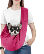Pawaboo Small Dog Sling Carrier, Reversible Hands Free Dog Sling Carriers for Small Dogs and Cats, Puppy Slings Carrier with Safety Harness, Puppy Essentials, Magenta