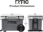 RTIC 52 Quart Ultra-Light Wheeled Hard Cooler Insulated Portable Ice Chest Box for Beach, Drink, Beverage, Camping, Picnic, Fishing, Boat, Barbecue, 30% Lighter Than Rotomolded Coolers