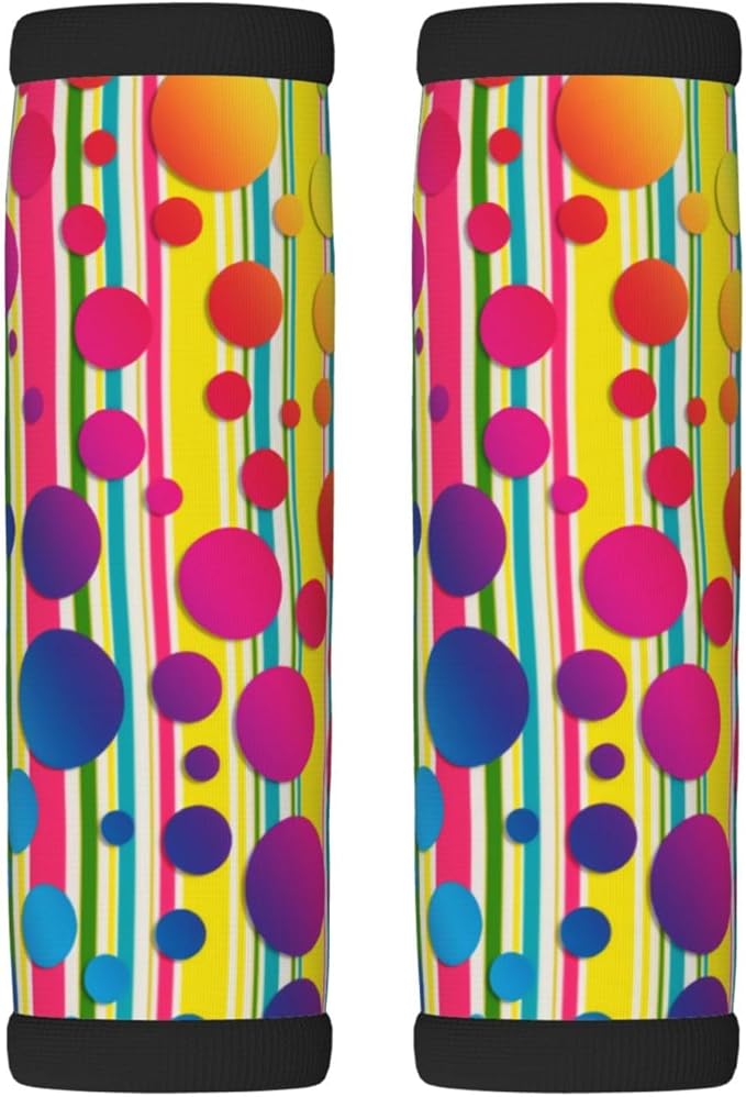 2 Pack Retro Polka Dot Striped Rainbow Luggage Handle Wraps Suitcase Tags Identifiers for Travel Accessories
