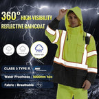 SKSAFETY Hi Vis Safety Rain Jacket for Men, Construction Work Rain Gear Heavy Duty Class 3 Rain Coat Waterproof Lightweight