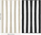 CLOWOOD Plush Oversized Beach Towel - Cotton 40 x 70 Inch Large Thick Black Striped Cabana Pool Swimming Towel