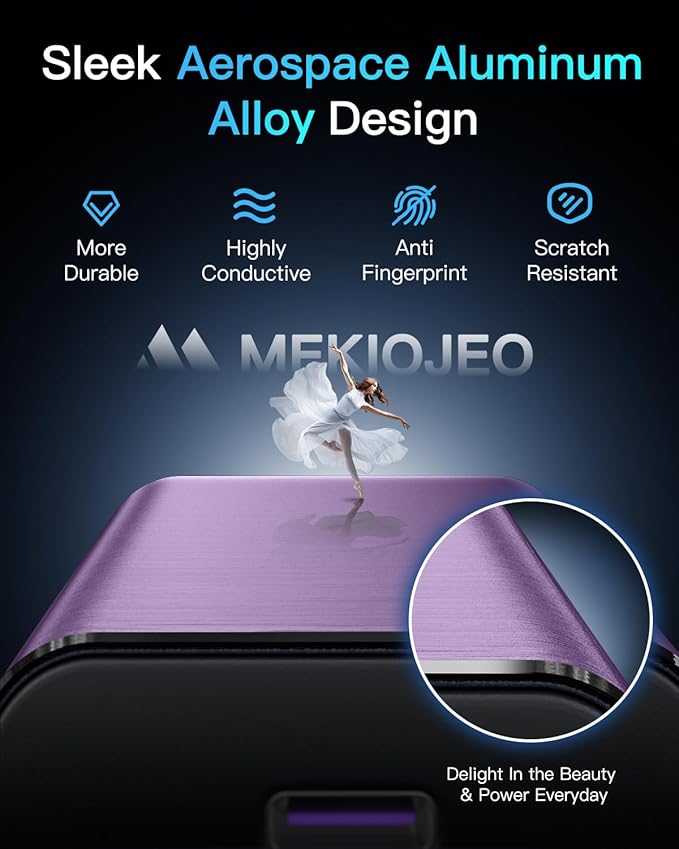 MEKIOJEO 12 Ports Aluminum Alloy 380W Charging Station Fast USB C Charger Block 65W Laptop GaN Charger for MacBook Pro/Air/iPad Pro/iPhone (Purple)