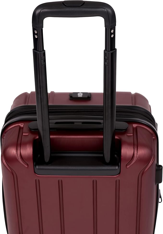NONSTOP NEW YORK Luggage Expandable Spinner Wheels hard side shell Travel Suitcase Lightweight, TSA Lock, Double USB Port (Burgundy, Carry-On 20-Inch)