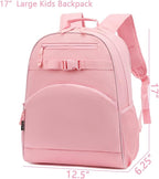 FlowFly Kids Backpack for Toddler Boys Girls, Simple Lightweight Bookbag for Daycare Kindergarten Elementary School Travel, Small Modern Bag (Large), Pink
