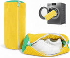 Shoe Washing Machine Bags with Protective Zipper, 2-Pack Reusable Shoe Washing Bag for Sneakers, Tennis & Running Shoes - Yellow