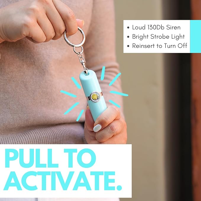 Securityman Personal Alarms for Women | Safety Alarm Keychain (Loud 130dB Siren and SOS Strobe Light) Everyday Self Defense Security Alarm Protection Device (Teal)