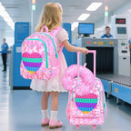 5Pcs Kids Luggage for Girls, Rolling Travel Carry on Suitcase for Toddler Children with Wheels(Pink)