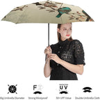 Strongest Windproof Travel Umbrella Birds on Branches Printed Automatic Folding Rain Umbrella, Durable Premium Grip, Fits Car & Backpack