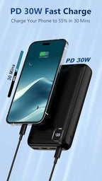 Portable Charger 50000mAh Power Bank, PD 30W Fast Charging External Battery Pack,High Capacity External Battery Pack for Camping, Portable Phone Charger for iPhone Samsung Android