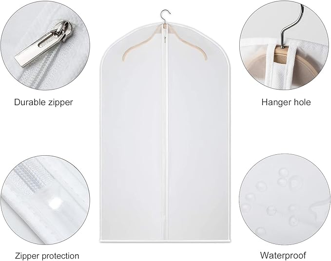 Garment Bags Clear Suit Bag for Closet Storage Hanging Clothes Dress Cover Bags (24" x 40"12pcs)
