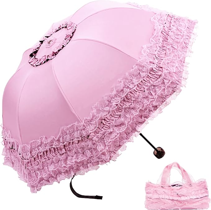 URAWESO Vintage Lace Parasol Gothic Lolita Umbrella UV Sun Protection Witch Cosplay Photoshoot Props Party Decoration