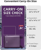 LARVENDER Carry on Luggage 22x14x9 Airline Approved, Expandable 20 Inch Hardside Suitcase with Wheels TSA Lock, PC+ABS Lightweight Carry on Suitcases for Women and Men, Royal Purple (20/DB/TB)