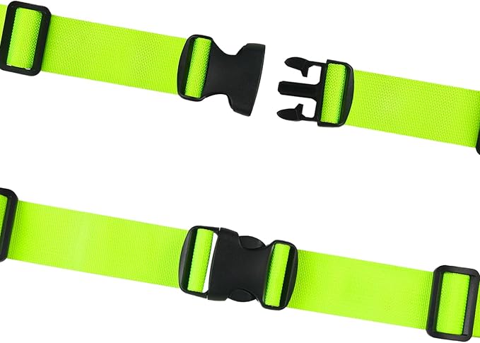 MAGARROW 1.5" Utility Luggage Straps with Buckle Adjustable, 4-Pack (Neon Green, 5.4 feet Long)