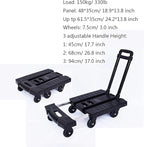 Heavy Duty Folding Hand Truck - 330 Lbs Capacity 6-Wheel Flatbed Trolley with Extendable, Portable Utility Cart for Home, Office, Travel & Shopping Black 3inch