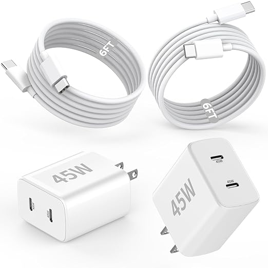 iPhone Charger Fast Charging,[Apple MFi Certified] 45W Dual Quick Apple Charger 2Pack 6FT Type C Block USB C to C Cable for iPhone 17E/17 ProMax/Air/17 Pro/16 Pro Max/16Pro/16E/15 ProMax/Plus,iPad Pro