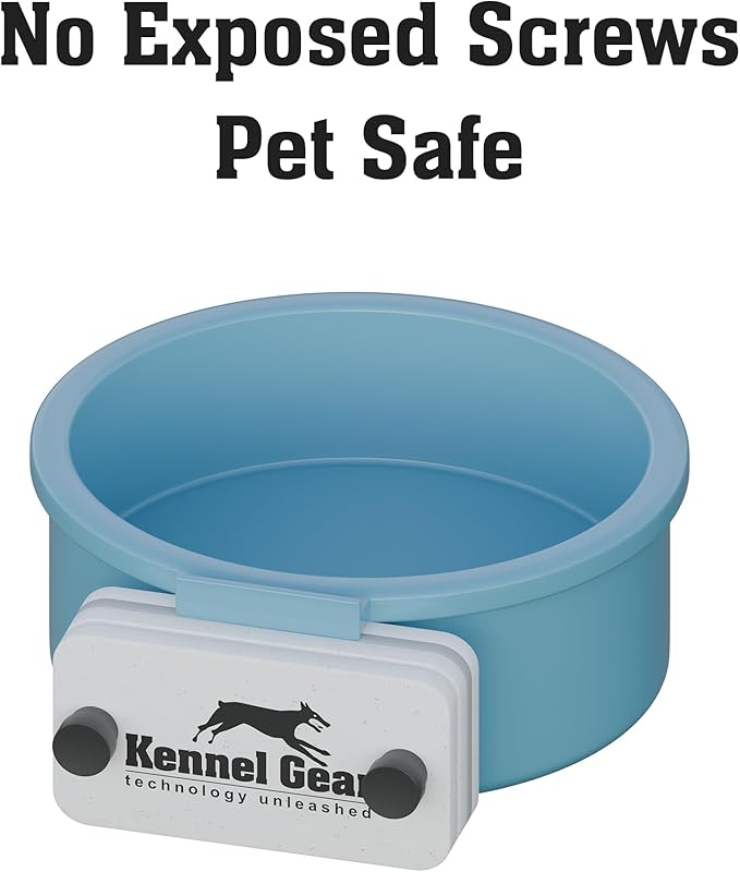 Dog Crate Water Bowl No Spill, 20oz Food-Grade Polypropylene Feeder, Secure Crate Mount with Covered Parts, Travel-Ready & Easy to Clean (Light Blue)