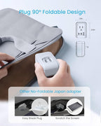 1 Pack US to Japan Plug Adapter, VINTAR Foldable Japan Travel Adapter with 2 Outlets and 3 USB Ports(2 USB C), 2 Prong to 3 Prong Outlet Adapter for USA to Japan China Canada Philippine, Type A