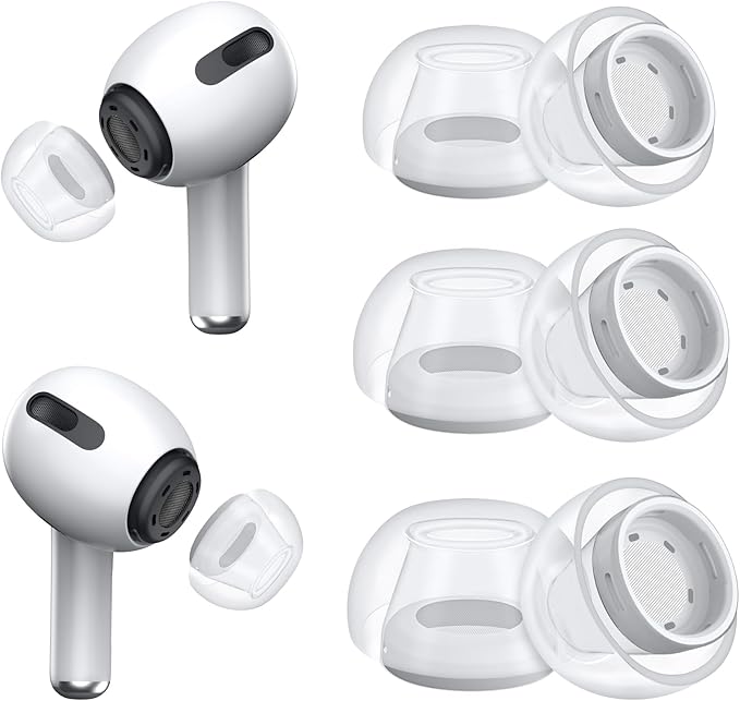 3 Pairs Replacement Ear Tips for AirPods Pro and 2nd Generation with Noise Reduction Hole, Silicone Ear Tips for AirPods Pro with Portable Storage Box and Fits in Charging Case (S/M/L, Clear)