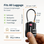 2 Pack TSA Approved Travel Combination Cable Luggage Locks for Suitcases & Backpacks - Black
