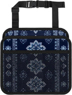 Car Backseat Organizer, PU Leather Back of Seat Cars Hanging Organizer with Pockets Leakproof Car Garbage Bags Hanging Car Seat Storage Box Travel Accessories Foldable (Tribal-floral Vintage Blue)