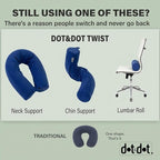Dot&Dot Twist Memory Foam Travel Pillow for Airplanes - Travel Neck Pillow for Sleeping - Airplane Pillow for Neck Support - Adjustable, Bendable Neck Roll Pillow (Sapphire, One Size)