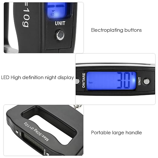GOWENIC Portable Digital Fish Hook Scale, 50kg/10g Mini Electronic Hanging Weight Scale, Luggage for Travel Fishing