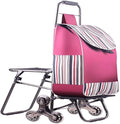 Hand Truck Cart, Folding Luggage Cart with Chair, Portable Grocery Shopping Cart, Large-Capacity Wheeled Trolley for Easy Transport