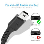 3ft Mini USB cable, 2 Pack USB 2.0 to mini b charger cord USB type A male Fast Charging cable Compatible with PS3 Controller, MP3 Player, Digital Camera, GPS Receiver, Dash Cam, Garmin GPS, Hero 3+