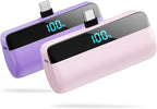 [2-Pack]Mini Portable Charger for iPhone 17/16/15,Upgraded 5500mAh PD Fast Charging USB C Power Bank,Travel Essentials Battery Pack for iPhone 17/17 Pro Max/Air/16/15 Series Galaxy Android-Pink+Purple