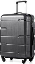 Coolife Medium Checked Luggage Hardside PC+ABS Suitcase with TSA Lock, Lightweight Rolling Carry On with Spinner Wheels(Charcoal, 24in)
